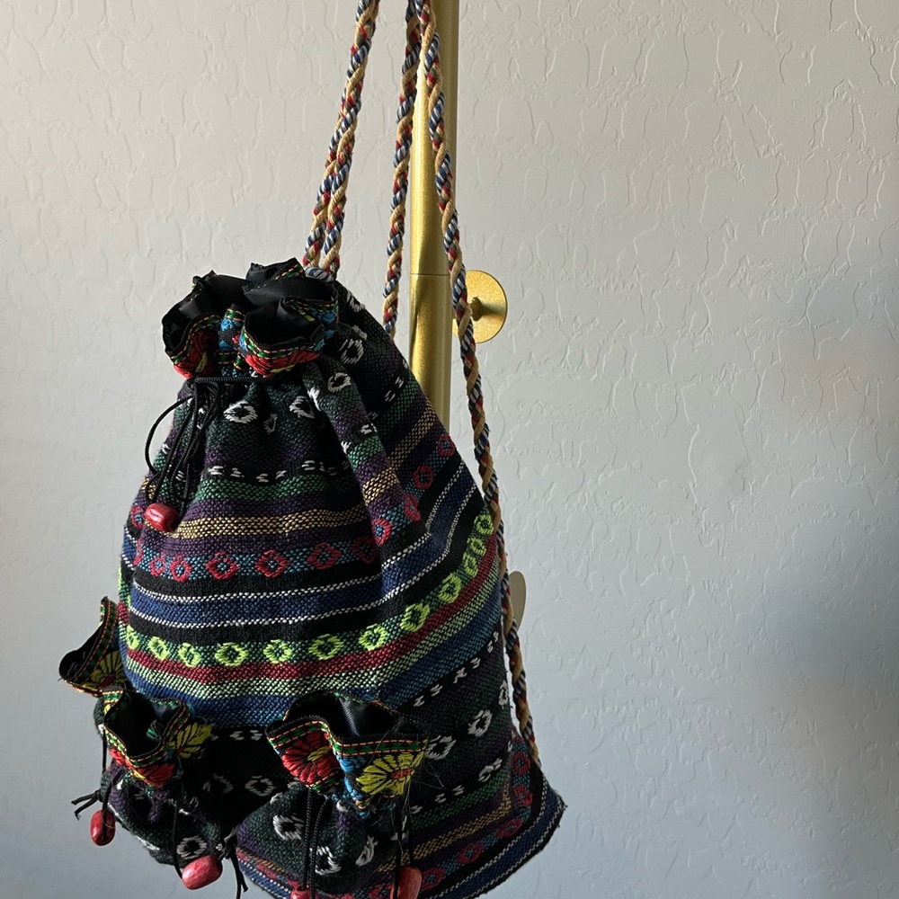 Colorful Patterned Backpack with Drawstring Pouches - Picture 3 of 7